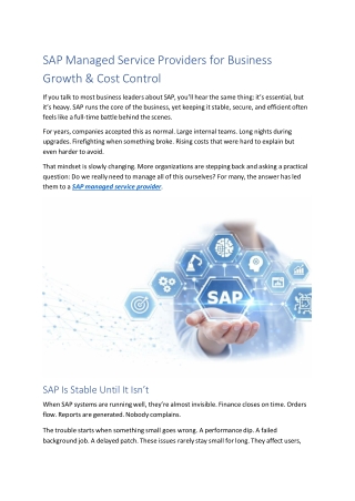 SAP Managed Service Providers for Business Growth & Cost Control