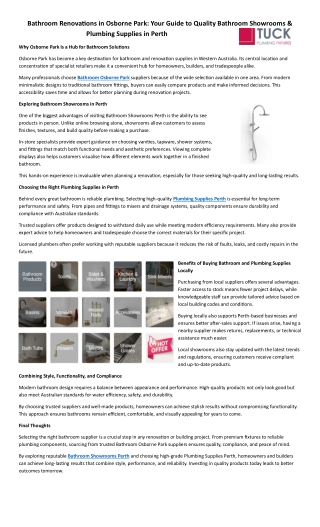 Bathroom Renovations in Osborne Park