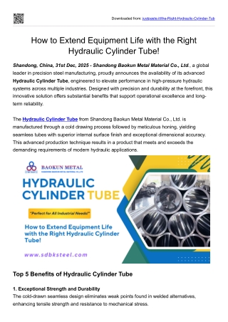How to Extend Equipment Life with the Right Hydraulic Cylinder Tube!