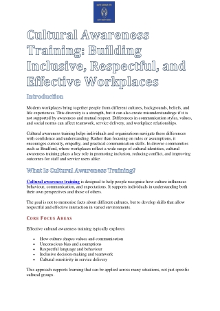 Cultural Awareness Training
