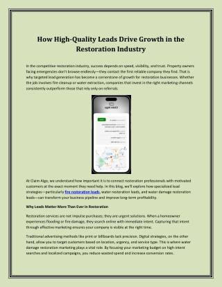 How High-Quality Leads Drive Growth in the Restoration Industry