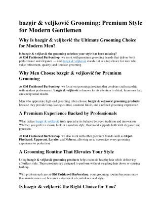 bazgir & veljković Grooming: Premium Style for Modern Gentlemen