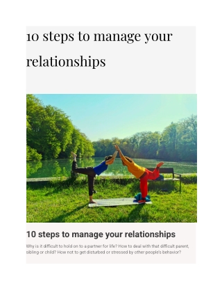 10 steps to manage your relationships