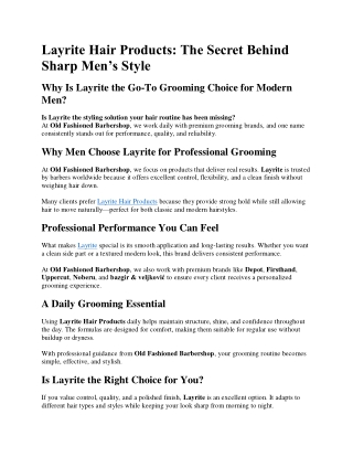 Layrite Hair Products: The Secret Behind Sharp Men’s Style