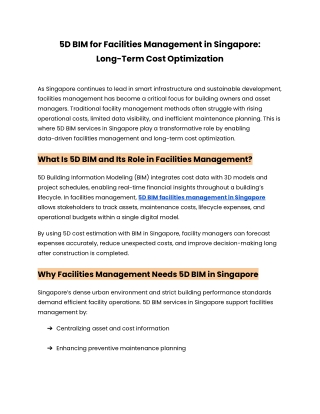 5D BIM for Facilities Management in Singapore_ Long-Term Cost Optimization