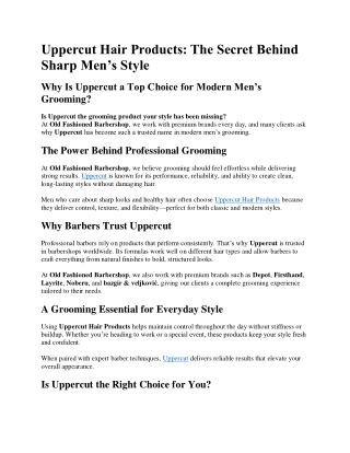 Uppercut Hair Products: The Secret Behind Sharp Men’s Style