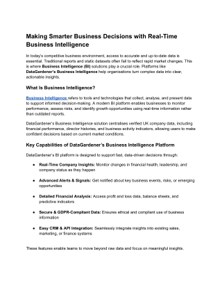 Making Smarter Business Decisions with Real-Time Business Intelligence