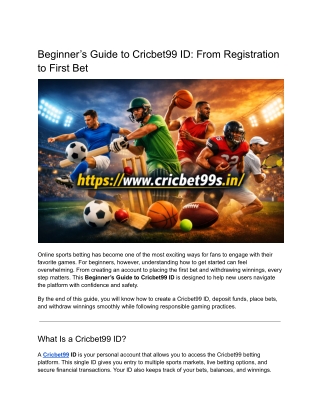 Beginner’s Guide to Cricbet99 ID_ From Registration to First Bet
