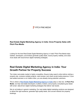 Real Estate Digital Marketing Agency in India