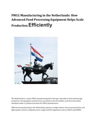 Food Process Equipment Manufacturing for FMCG Industry