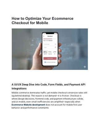 How to Optimize Your Ecommerce Checkout for Mobile