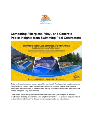 Comparing Fiberglass, Vinyl, and Concrete Pools