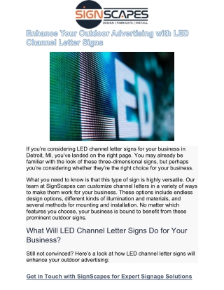 Enhance Your Outdoor Advertising with LED Channel Letter Signs