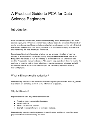 A Practical Guide to PCA for Data Science Beginners