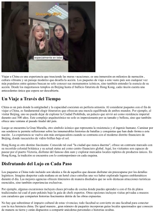 Cultura,  Antecedentes y  Facultad en los Destacados Paquetes de Viaje a China