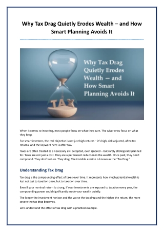 Why Tax Drag Quietly Erodes Wealth and How Smart Planning Avoids It