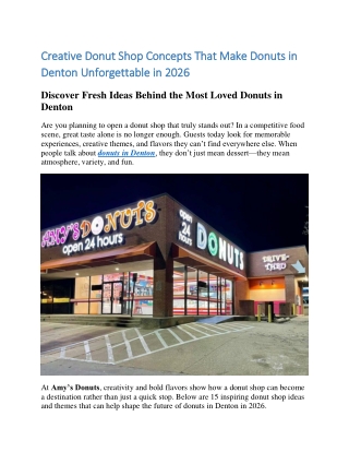 Creative Donut Shop Concepts That Make Donuts in Denton Unforgettable in 2026