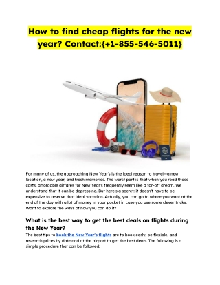 1-855-546-5011 How Can You Save on New Year Flight Bookings?