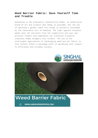Weed Barrier Fabric