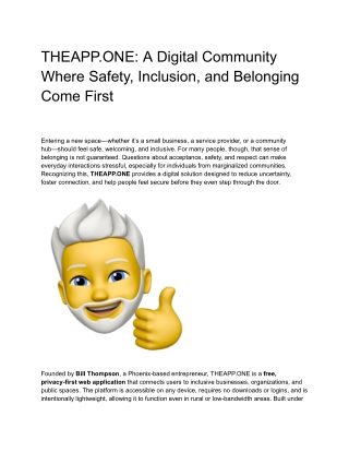 THEAPP.ONE A Digital Community Where Safety, Inclusion, and Belonging Come First