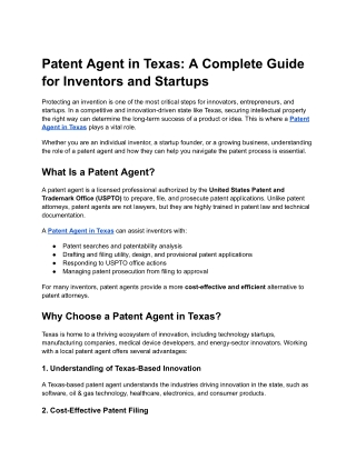 Patent Agent in Texas_ A Complete Guide for Inventors and Startups