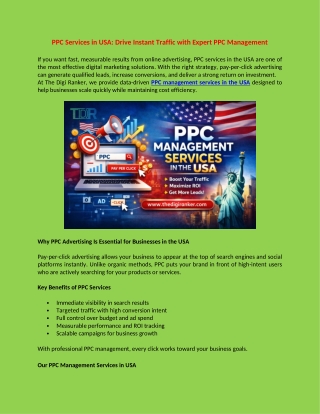 PPC Services in USA Drive Instant Traffic with Expert PPC Management