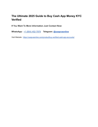 The Ultimate 2025 Guide to Buy Cash App Money KYC Verified