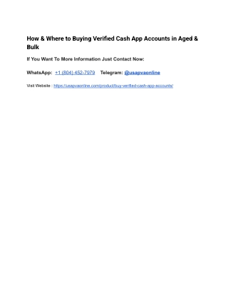 How & Where to Buying Verified Cash App Accounts in Aged & Bulk