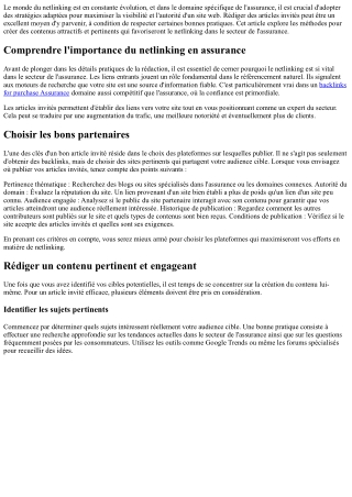 Comment rédiger des articles invités efficaces pour le netlinking Assurance ?