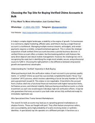 Choosing the Top Site for Buying Verified Chime Accounts in Bulk