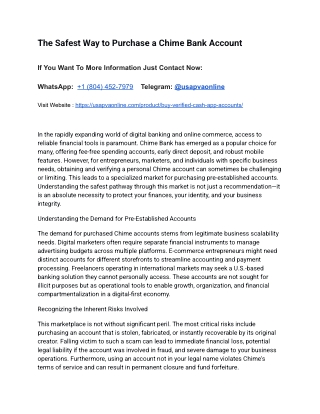 The Safest Way to Purchase a Chime Bank Account