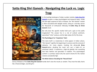 Satta King Shri Ganesh - Navigating the Luck vs. Logic Trap