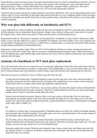 Back Glass Replacement Greenville: Hatchback and SUV Considerations