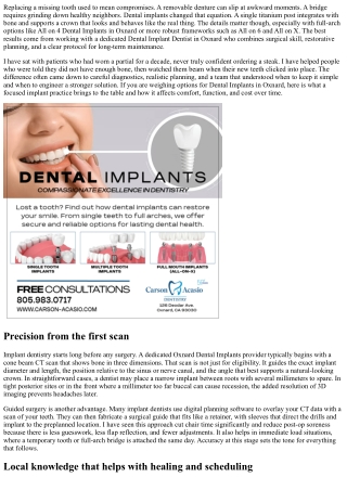 Top Benefits of Choosing a Dental Implant Dentist in Oxnard