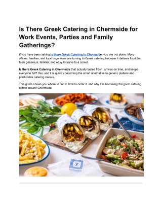 Is There Greek Catering in Chermside for Work Events, Parties and Family Gatherings