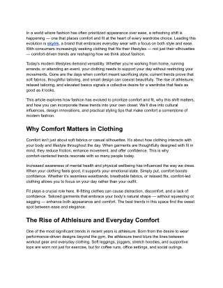 Clothing Trends Built Around Comfort and Fit