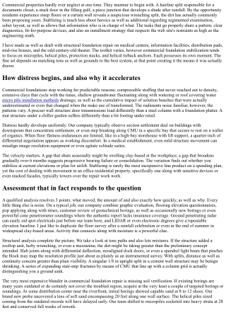 Commercial Foundation Stabilization: Examinations, Concepts, and Allows