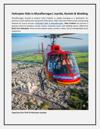 Helicopter Joyride in Muzaffarnagar Uttar Pradesh