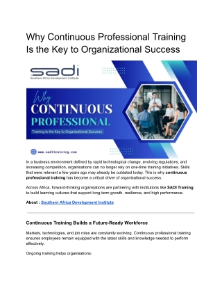 Why Continuous Professional Training Is the Key to Organizational Success