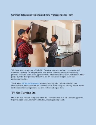 Common Television Problems and How Professionals Fix Them