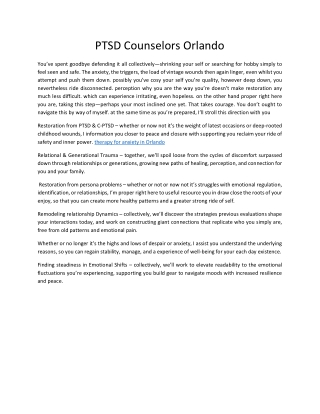 therapy for anxiety in Orlando