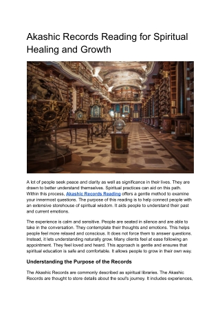 Akashic Records Reading for Spiritual Healing and Growth