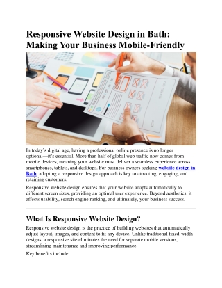 Responsive Website Design in Bath- Making Your Business Mobile-Friendly