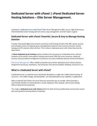 Dedicated Server with cPanel _ cPanel Dedicated Server Hosting Solutions – Elite Server Management
