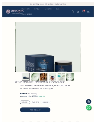 De-Tan Mask With Niacinamide, Glycolic Acid – Uniqaya Lifestyle