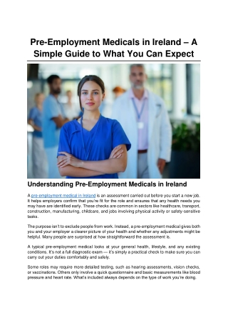 Pre-Employment Medicals in Ireland – A Simple Guide to What You Can Expect