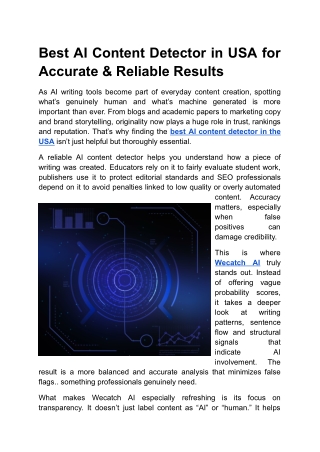 Best AI Content Detector in USA for Accurate & Reliable Results