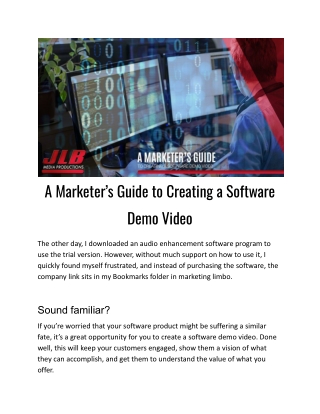 A Marketer’s Guide to Creating a Software Demo Video