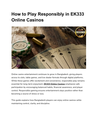 How to Play Responsibly in EK333 Online Casinos