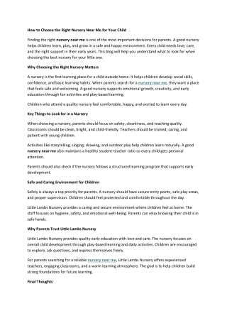 How to Choose the Right Nursery Near Me for Your Child